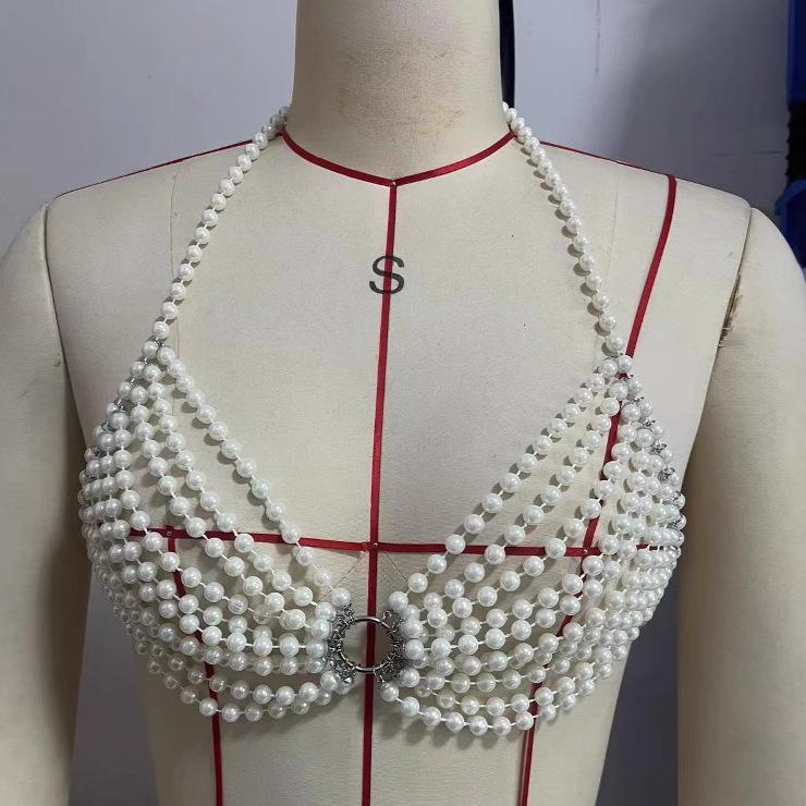 

Жилет, Сексуальный, Кольцо, Жемчужная цепочка, Топ халтер, Майка, Цепочка для тела, Реквизит для украшения вечеринки, Барные аксессуары, Ощущение высокого класса one size fits all белый