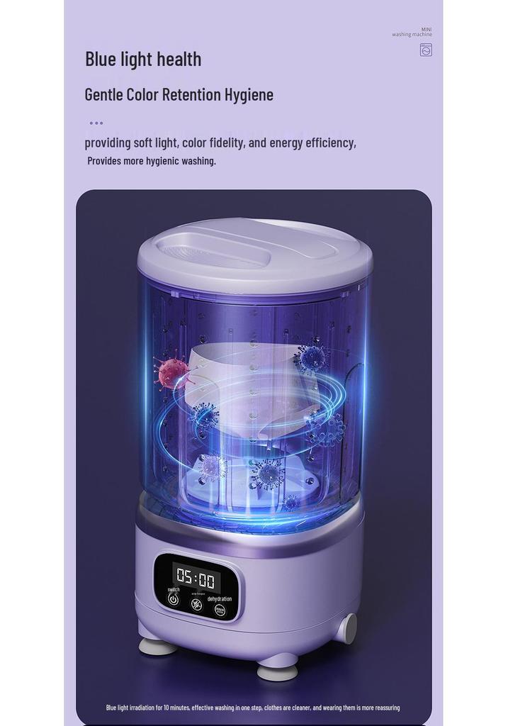 Wireless Portable Mini Wash and Dry Machine - Large Capacity for Underwear, Panties, and Socks, No Installation Needed