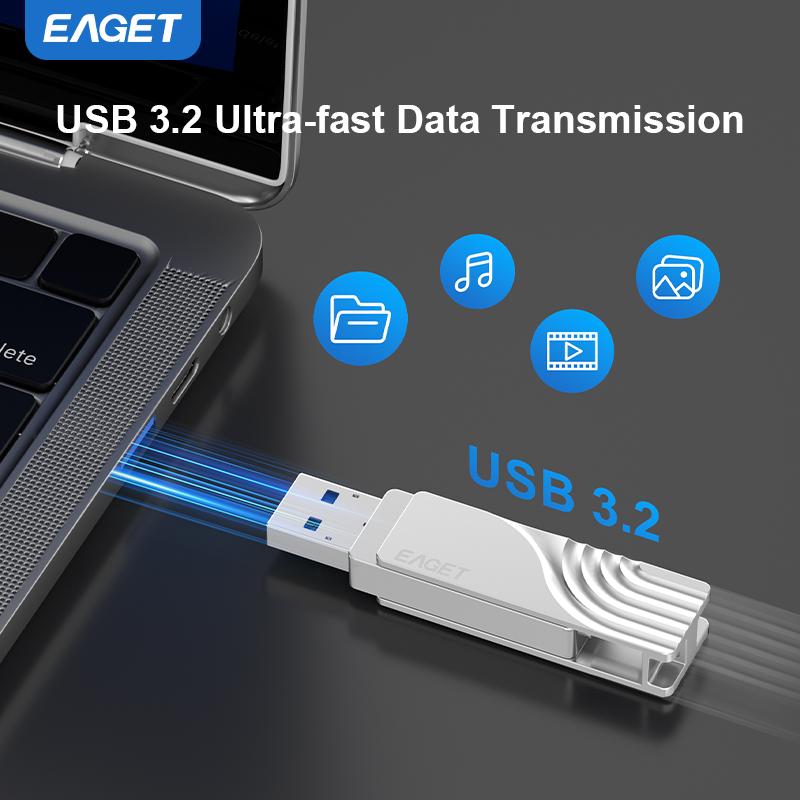 EAGET USB 3. 2 Type C To USB Flash Drive Pen Drive  2 In 1 USB 3.2 Memory Stick Flash Disk Type-C Pendrive