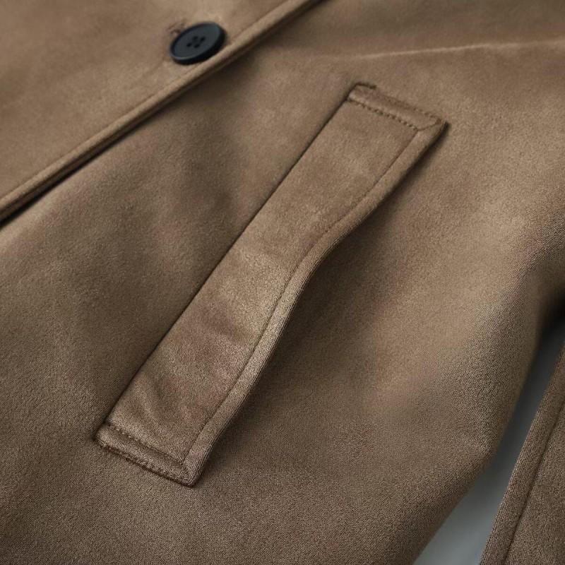 Womens Windbreaker Coat With Tie Waist Double-Breasted Front Mid-Length Street Style Trench
