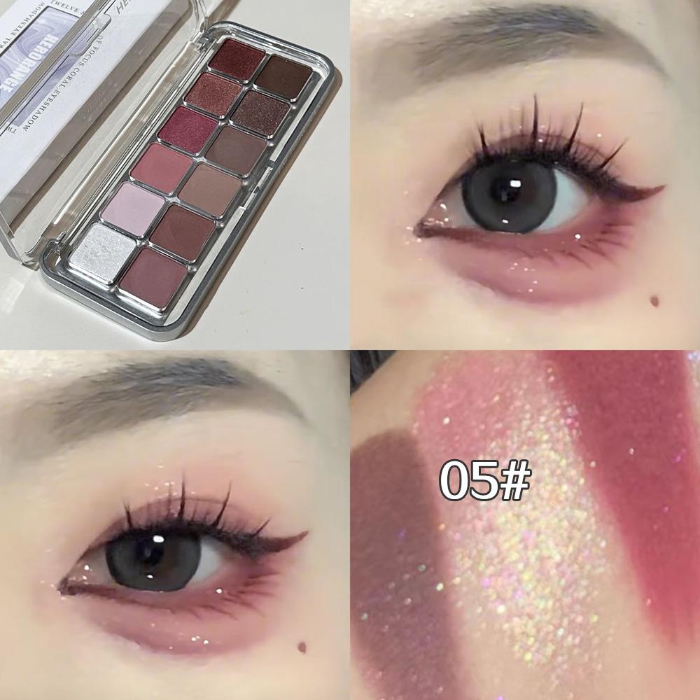 HERORANGE Artistic Twelve Color Eyeshadow Palette Pearlescent Matte Eyeshadow Popular Earth Color Daily Repair Long-lasting Color