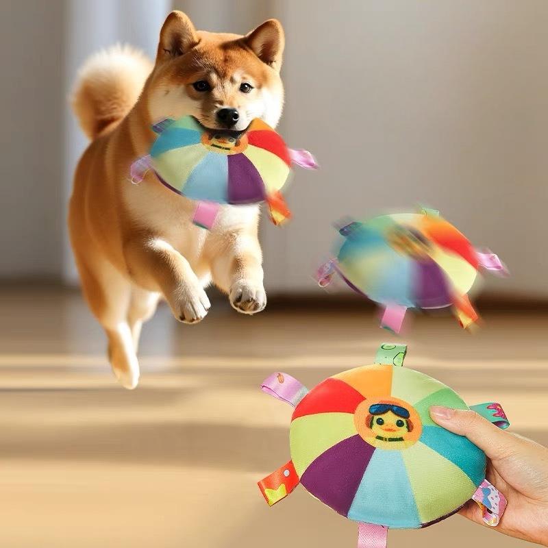 Hot Dog Plush Toy Bell Cartoon Toy Puppy Small Dog Teddy Teeth Grinding Toy Wear-resistant Bite-resistant Pet Toy