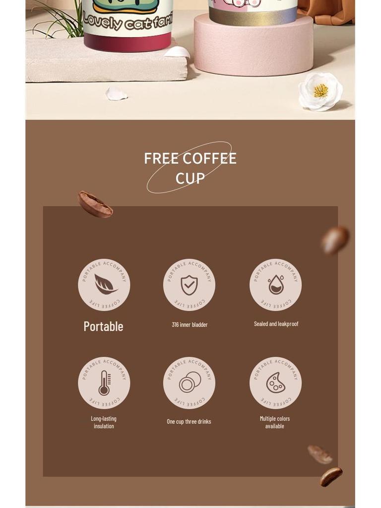 Happy Puppy Stainless Steel Insulated Coffee Cup - Portable, Student-Friendly Design for Men and Women