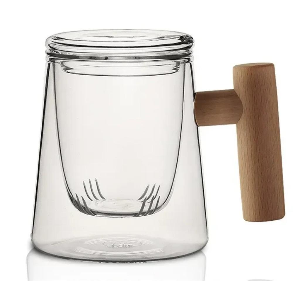 Przezroczysta szklanka do whisky z górskim motywem i drewnianą podstawką Kreatywna żaroodporna szklanka do piwa Wino Woda Filiżanka do herbaty Zestaw Barowe naczynia do napojów T7X8