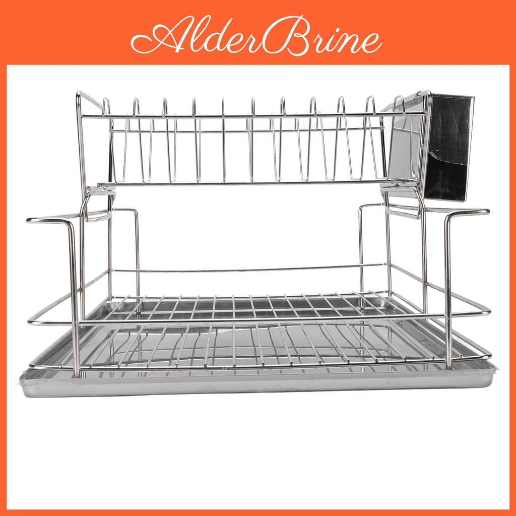 Saving Drying Rack Space Dish 2 Tier Dish Rack For Kitchen Counter Stainless Steel Dish Drainer