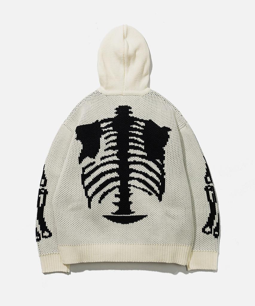 VASTIC Bone Jacquard Hoodie Knit_White / Black