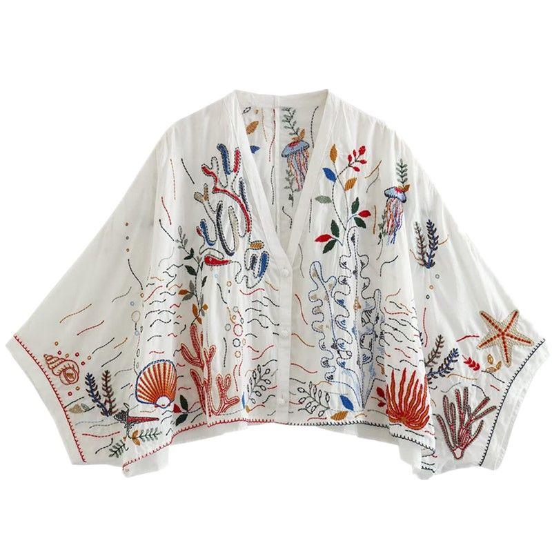 

Летняя новинка Модная женская одежда Хлопковая вышивка White M