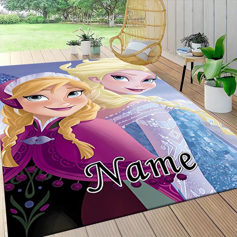 Custom Name Elsa's Magical Frost Carpet Rug Customizable Soft Washable Anti-Slip Home Living Room Sofa Mats Personalized Rug. 0909278