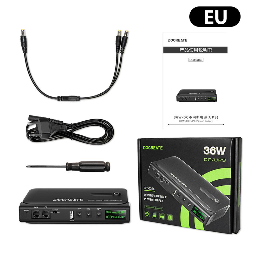 DC1036L 36W Digital UPS Uninterruptible Power Supply Box 5V/9V/12V/15V/24V Multi-Output for Router Home Devices-without Battery