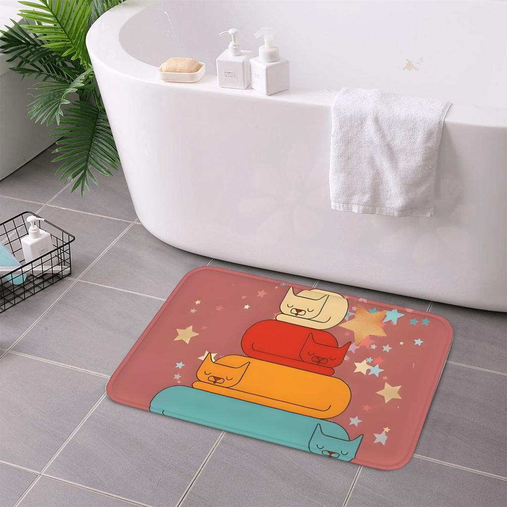 1PC Sleeping Cat Pattern Kitchen Rug Non-Slip Door Mat Pop Design Bathroom Rug Bath Mat Carpet for Home Sink Laundry Decoreeree