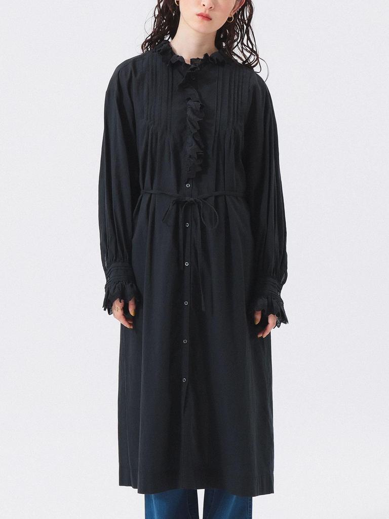 Beams Boy Women's Vintage Ruffle Dress, Black/Free Size