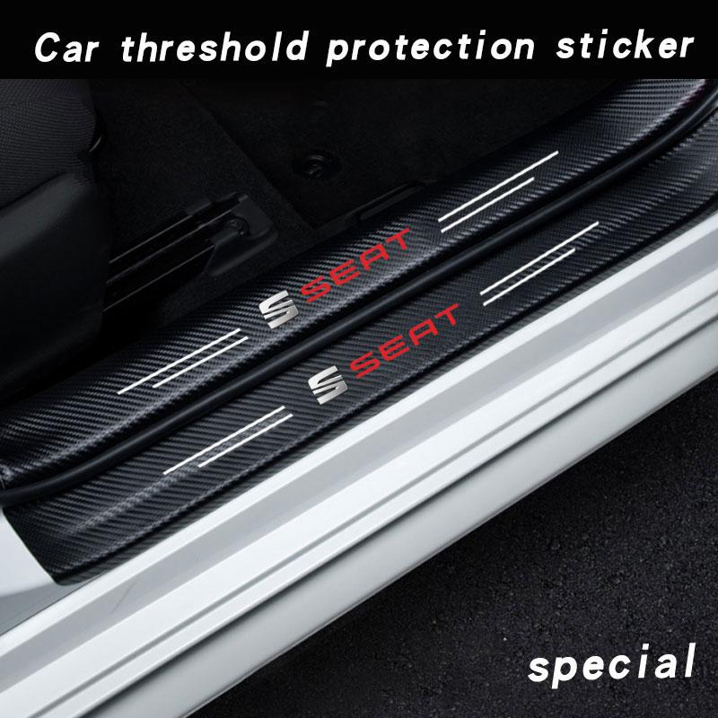 wzbn2 Carbon Fiber Car Door Sill Threshold Protector Auto Sticker Decals For Seat Leon 5f Ibiza 6l 6j Leon 1p Cushion Altea Xl Leon Mk