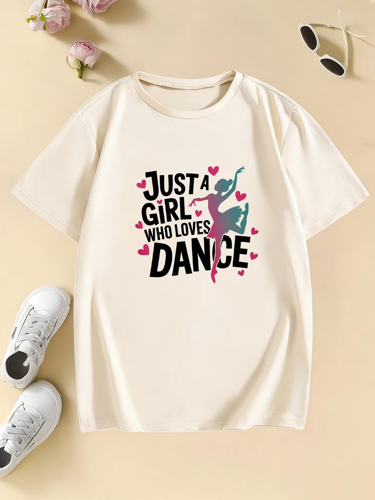 Graphic Just A Girl Who Loves Dance Funny T Shirts Kids Childrens Tshirt Girls Shirt Sleeve Summer Spring Casual Top Tee Shirt