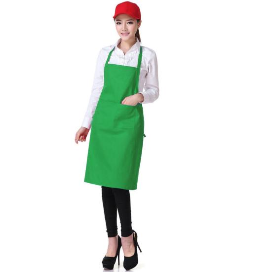 Solid Color Back Self-Tie Kitchen Restaurant Cooking Bib Apron with Pocket