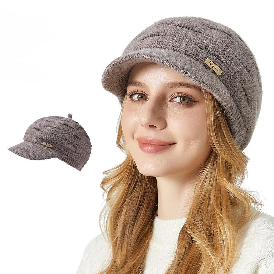 Rabbit Fur Hat Winter Thickened Middle-aged and Elderly Warm Hat Elegant High Elastic Double Layer Plus Velvet Ear Protection Hat