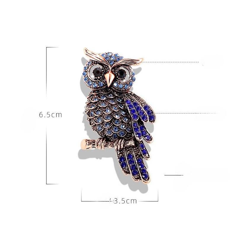 High End Luxury Diamond Studded Blue Cat Head Eagle Brooch, Retro High-End Feel, Women'S Clothing Anti Glare Pin