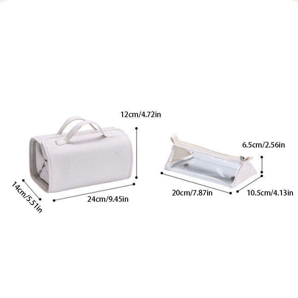 Large Capacity Foldable Cosmetic Bag Waterproof Detachable Makeup Organizer Roll Up Design PU Leather Portable Toiletry Bag