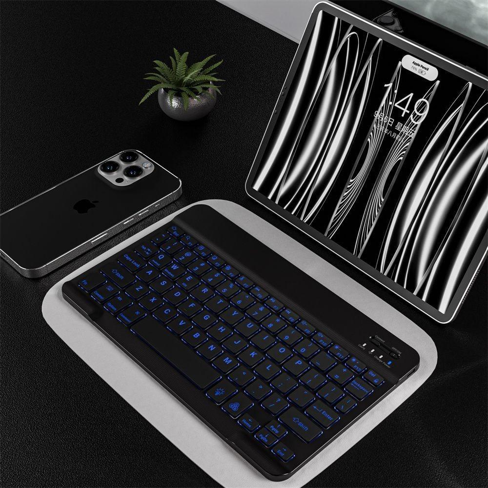 Wireless Bluetooth Keyboard Mouse Set RGB Backlit for Phone Tablet PC 10inch Multi Color