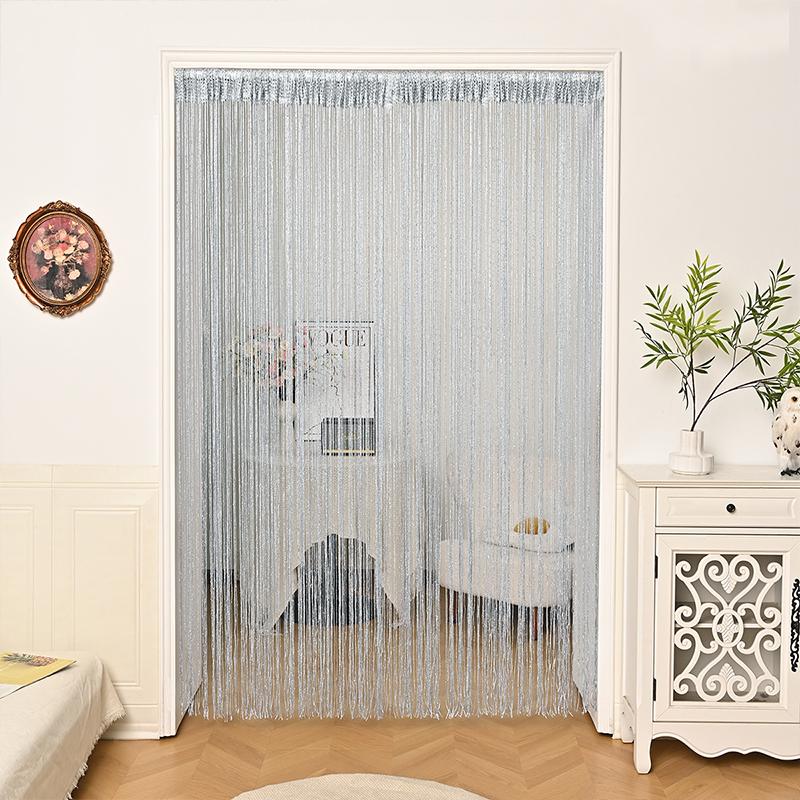 Glitter Curtains Tassel Curtains Hanging Door Curtain Encryption Partition Decoration Curtain for Door Living Room Bedroom