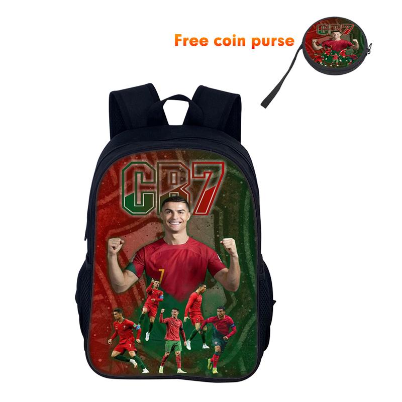Zaino Scolastico Ronaldo Borsa Sportiva per la Scuola Zaino CR Mochila Zaino Studente Stella del Calcio per Ragazzi Ragazze Miglior Regalo