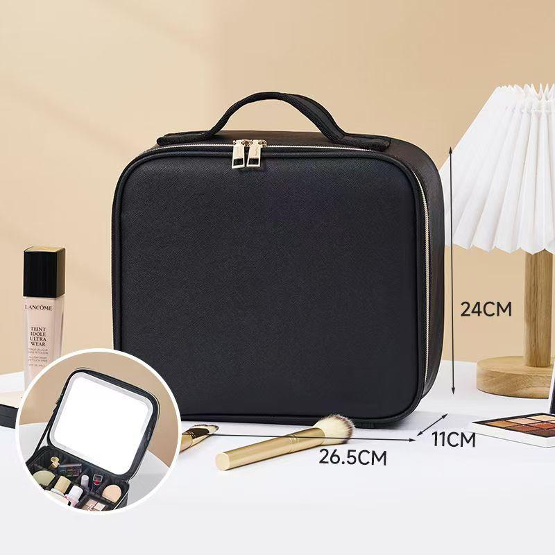 Large Capacity Detachable Makeup Bag with LED Mirror for Professional Use, Easy to Clean