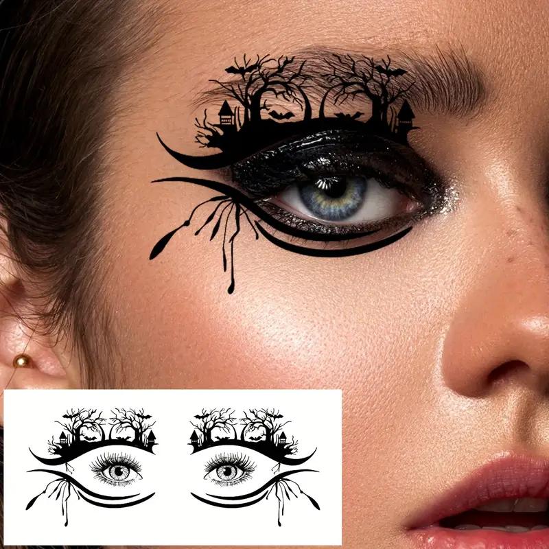 10sheets Spider Web Eye Tattoo Sticker Waterproof Temporary Fake Tattoos Suitable for Halloween Party Facial Art Makeup