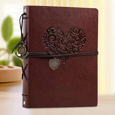 1 adet Vintage Kalp Kabartmalı Suni Deri Scrapbook Fotoğraf Albümü Kendin Yap Anı Defteri 30 Sayfalı, Düğün, Yıldönümü, Doğum Günü İçin