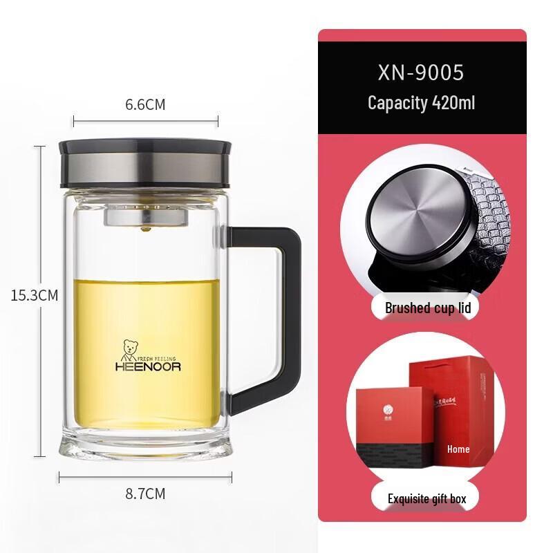 

Heenoor Double-Layer Glass Water Cup