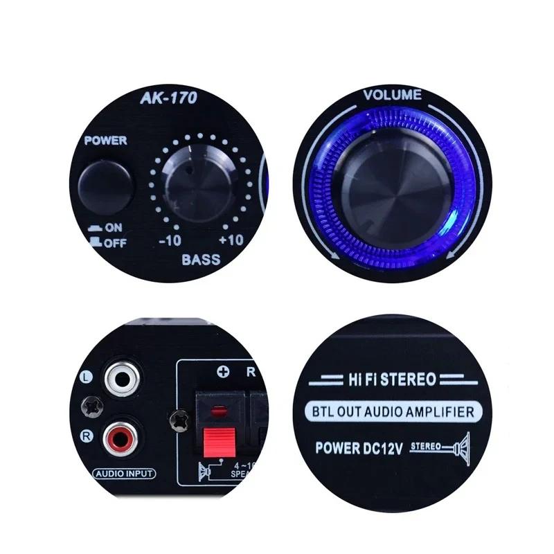 AK170 Mini Digital Power Audio Auto Verstärker Blaues Licht Stereo Audio Verstärker für Heimkino Club Party Musik MAX 200Wx2 Verstärker