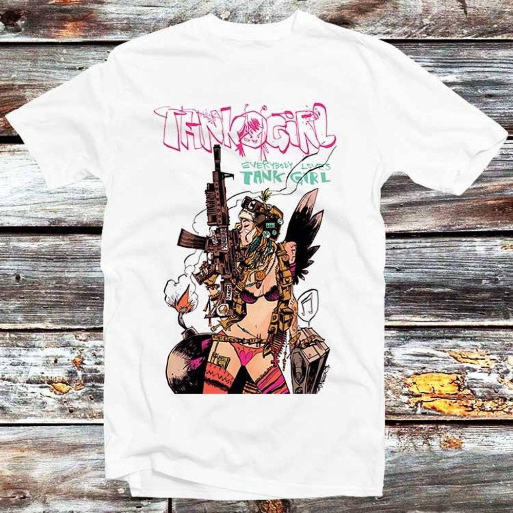 

230GSM 100% Cotton T-Shirt Tank Girl Army Charlie Don’t Surf T Shirt Vintage Retro Cool Gift Mens Womens Unisex Cartoon Anime Top Tee B273 XS белый