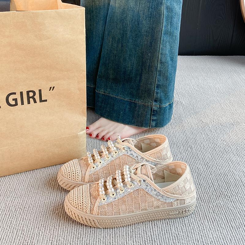 CRLAYDK Summer Women's Slip On Espadrilles Loafers Breathable Lace Jacquard Shoes Dressy Casual Lightweight Travel Walking Flats