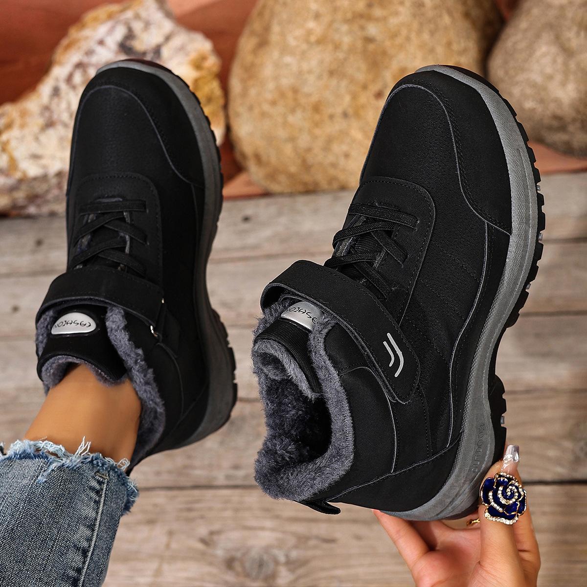 

Snow Boots With Fur Lined Warm Ankle Boot for Women Waterproof Anti-Slip Winter Outdoor Shoes Women s Lace-Up Walking Sneakers Trekking Hiking Booties 36