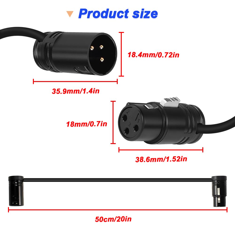 Xiatiaosann XLR Microphone Adjustable XLR Male to Female Thin Audio Adapter Cord for Sound Devices 788T 3-Pin Cable, 302, 552, 633, 688,