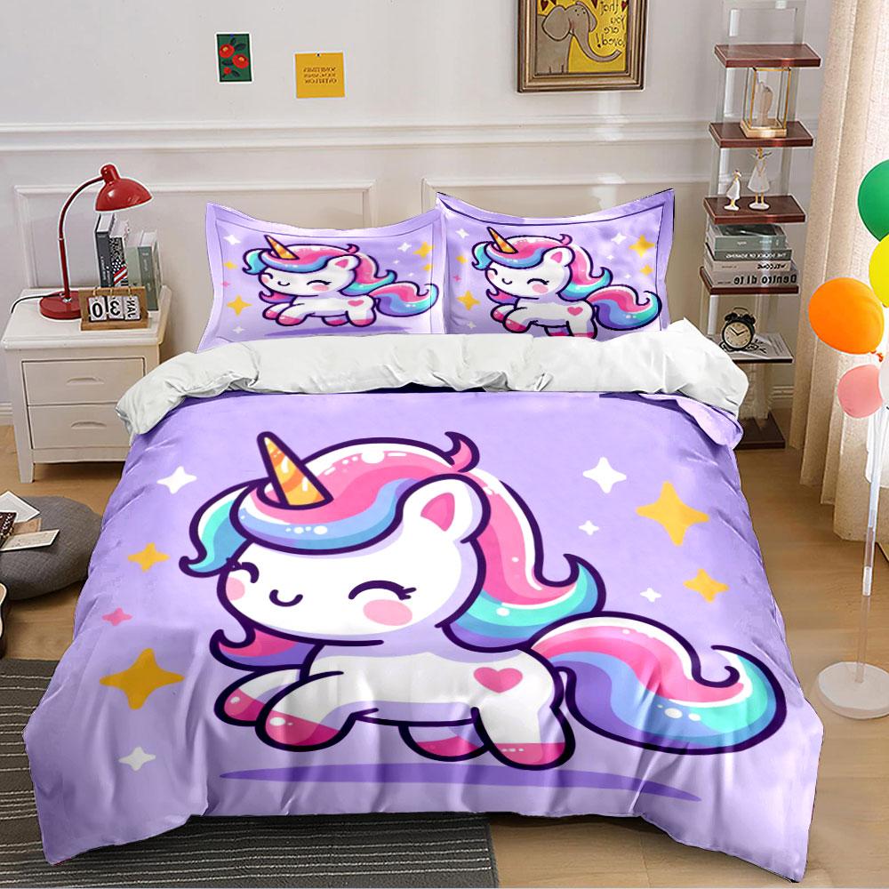 Cute Unicorn Bedding Set Bedding Duvet Cover Set Duvet Cover Pillowcases (1 * Duvet Cover 2 * Pillowcases, Without Duvet Insert)