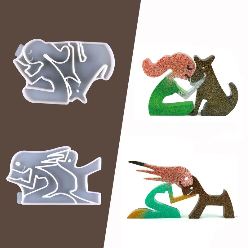 Dog Keychain Mold Silicone Keychain Mold Pendant Clay Mold with Hole for DIY Keychain Home Car Handbag Backpack Decor