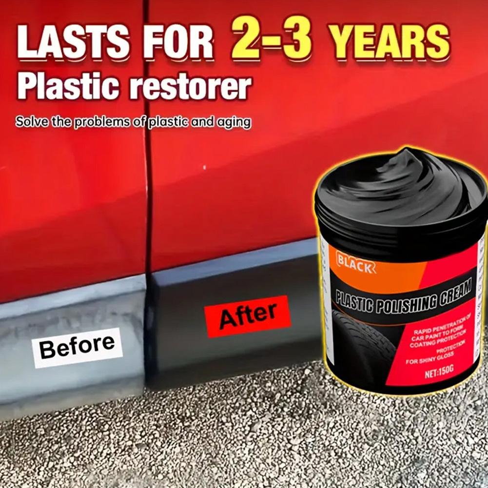 Pâte de Réparation Plastique & Caoutchouc 150g - Polish Cristal Noir pour Rayures de Voiture, Brillant Pneus & Rénovation Intérieure, Anti-Âge & Décoloration Ré