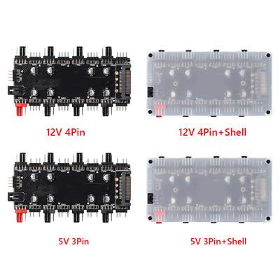 12V 4Pin/5V 3PIN Kühlerlüfter HUB Splitter SATA Stromversorgung ARGB/RGB PWM Lüfter Hub Adressierbare RGB Beleuchtung PCB Splitter mit Kabel