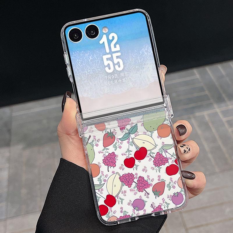 Lovely Cherry Fruits Print Case For Samsung Galaxy Z Flip 8 7 FE 6 5 4 Flip7 Flip6 Flip8 Hinged Magnetic For Magsafe Hard Folding Phone Cover