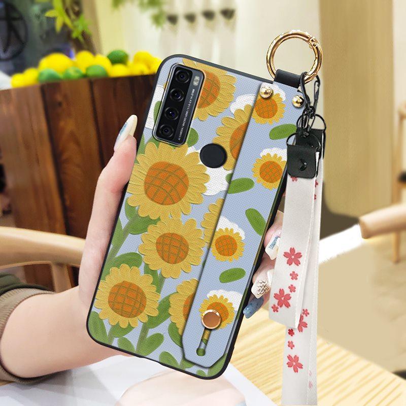 Oil Painting Fashion Design Phone Case For TCL 20 SE Anti-knock Dirt-resistant Durable Kickstand Wristband Wrist Strap