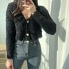 Women's V-neck Knitted Cardigan Sweater for Spring Slim Fit and Slimming Long Sleeved Top Knitted Jacket