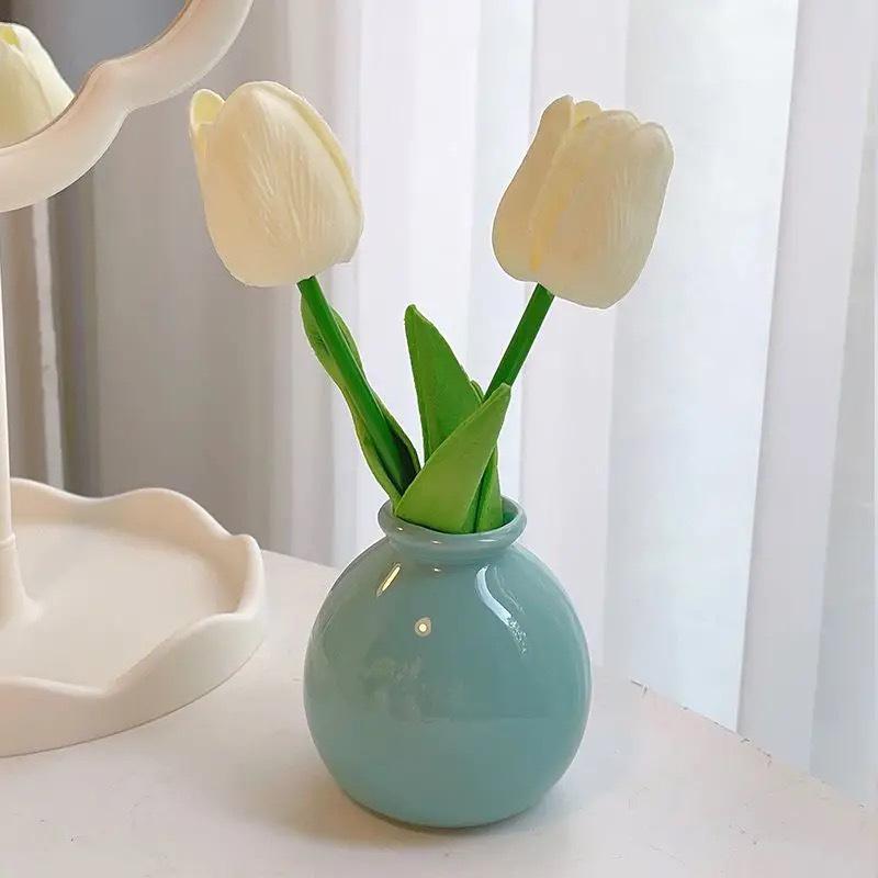 Small Ceramic Vase for Dried or Artificial Flowers - Perfect for Office Desk, Washstand, Dining Table, or Home Decoration