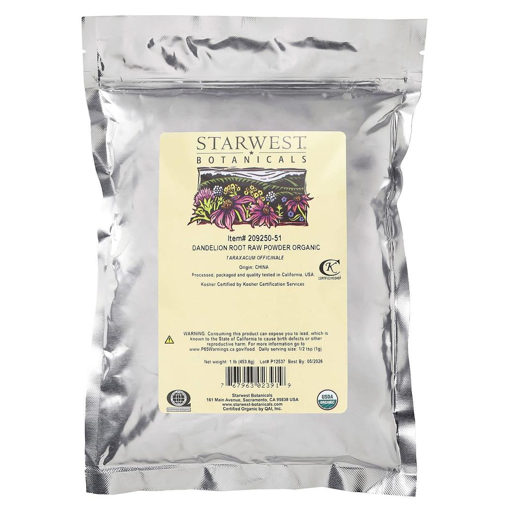 Organic Dandelion Root Raw Powder, 453.6G (1Lb)