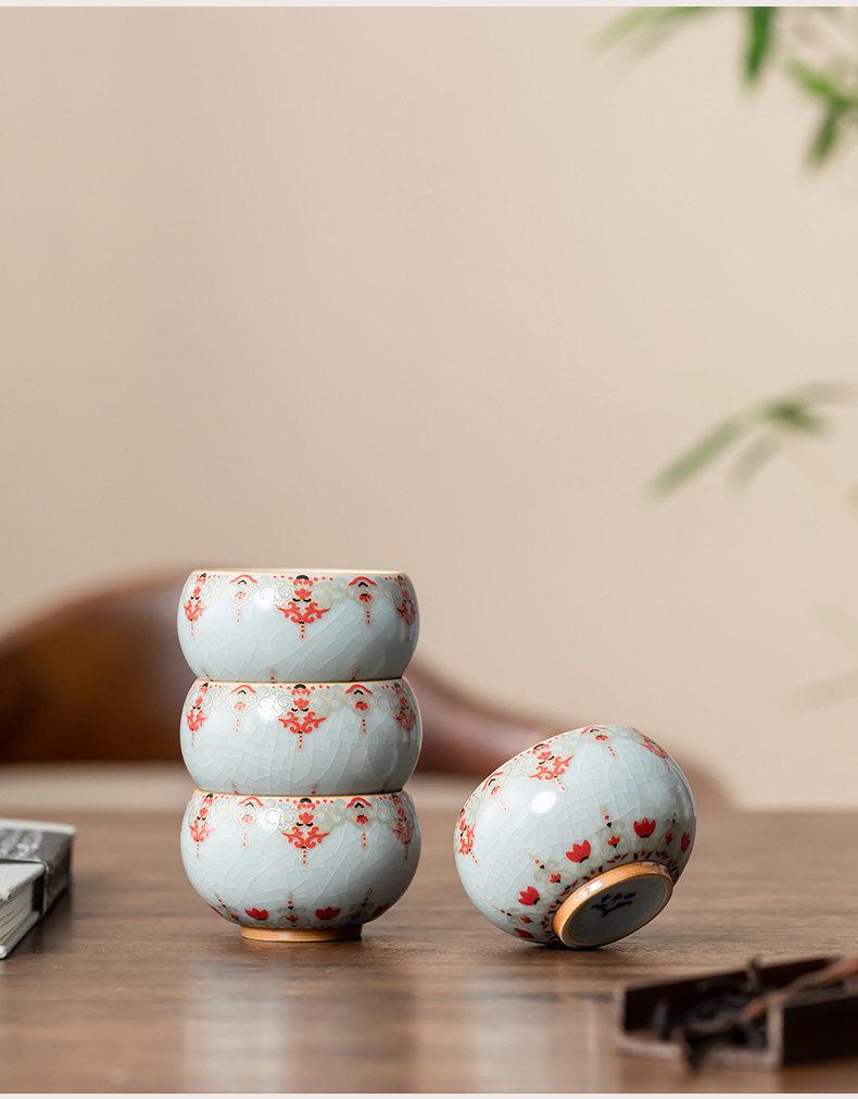 Ru Kiln Crackle Glaze Ceramic Gongfu Teacup - High-Grade Personal Tea Tasting Cup