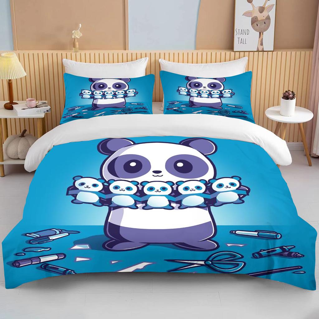 10 sizes CutePanda Bedding 3 Piece Set king size double bed bedding set microfiber or polyester duvet cover set  bedroom bed set
