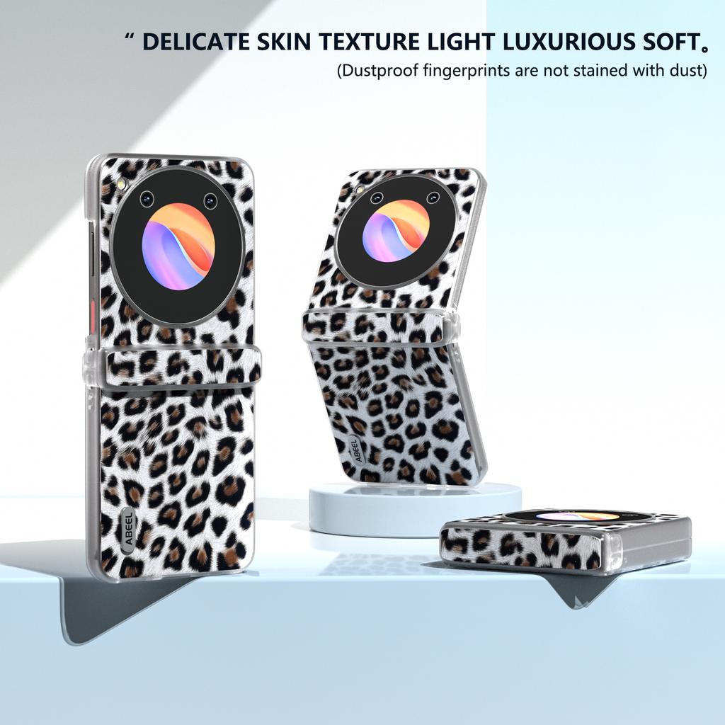 ABEEL For ZTE Libero Flip/nubia Flip 5G Case Clear Matte Edge Leather Leopard Print Texture Phone Cover