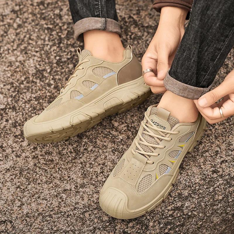 Men's Thick Soled Sports Shoes 2025 New Vulcanized Hiking Summer Breathable Leisure Hiking Shoes Hot Selling Mesh Hiking Shoes