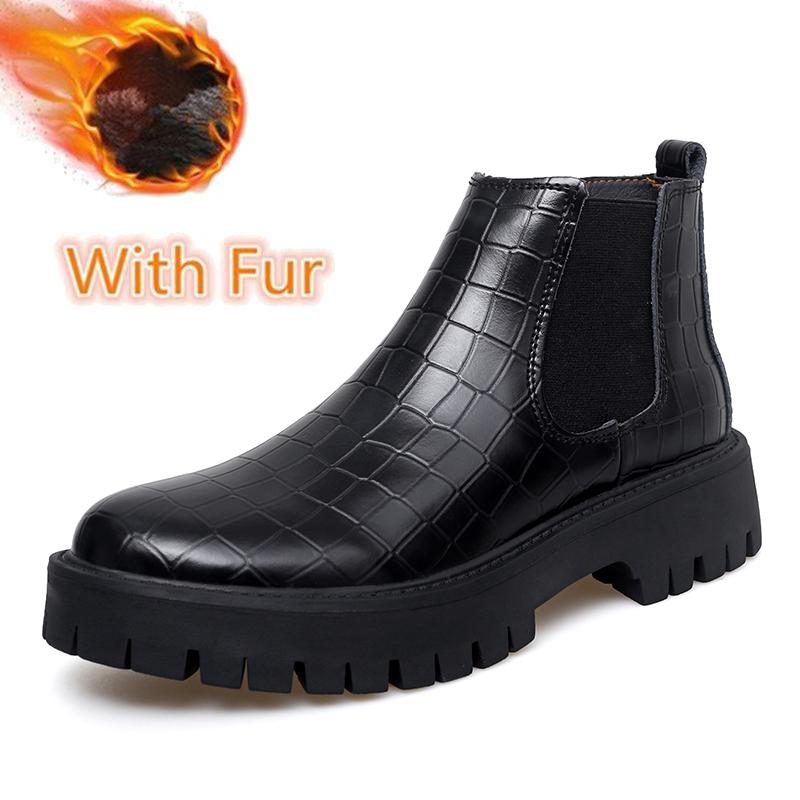 

Модные мужские классические ретро ботинки челси, модные повседневные кожаные ботильоны, мужская короткая обувь в британском стиле, мужские зимние плюшевые сноубутсы 45