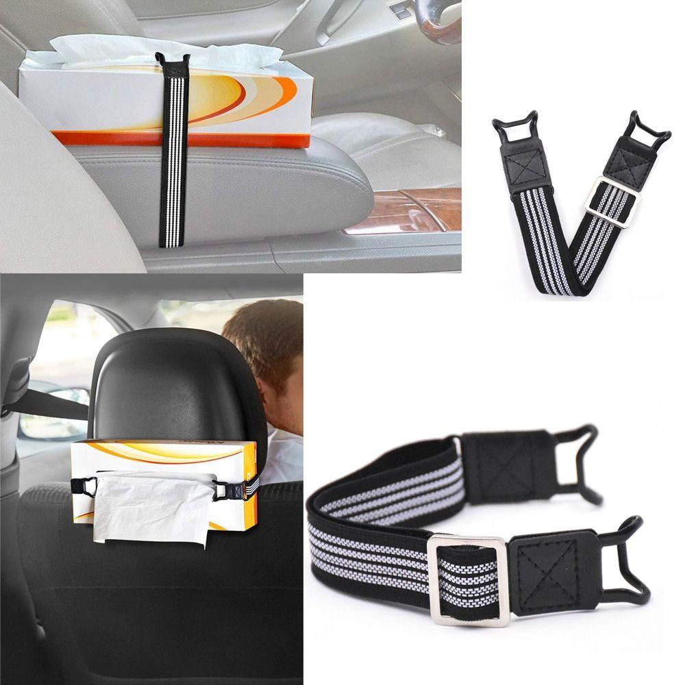 

Elastic Band Car Tissue Box Holder Adjustable Length Car Headrest Armrest Strap Car Sun Visor