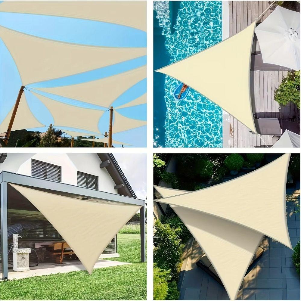 Triangle Waterproof Sun Shelter With Ropes Outdoor Canopy Awning Shade Cloth  Pool Area
