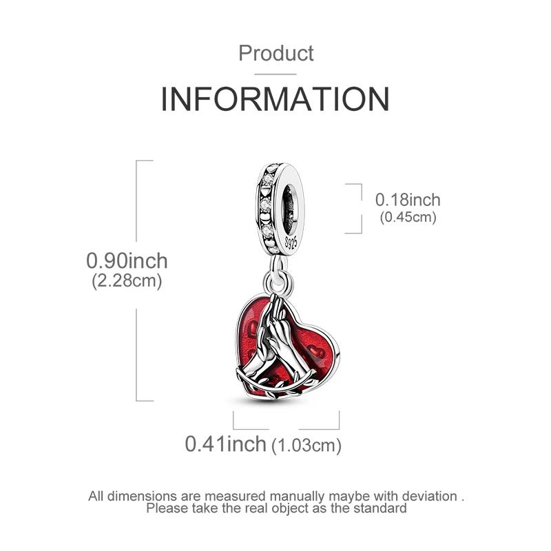 Charms Copperred Cute Pet High-Five Heart-Shaped Pendant Fit Charms Plataoriginal Bracelet Bead Women Jewellery Making